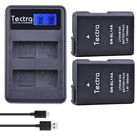 Зарядное устройство Tectra 8,4В/0,6А для EN-EL14, черное, oem