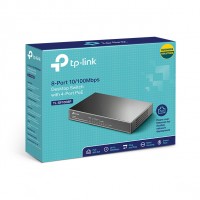 Сетевой коммутатор TP-Link TL-SF1008P, 8 портов 10/100 Мбит/сек(4*PoE),черный, rtl