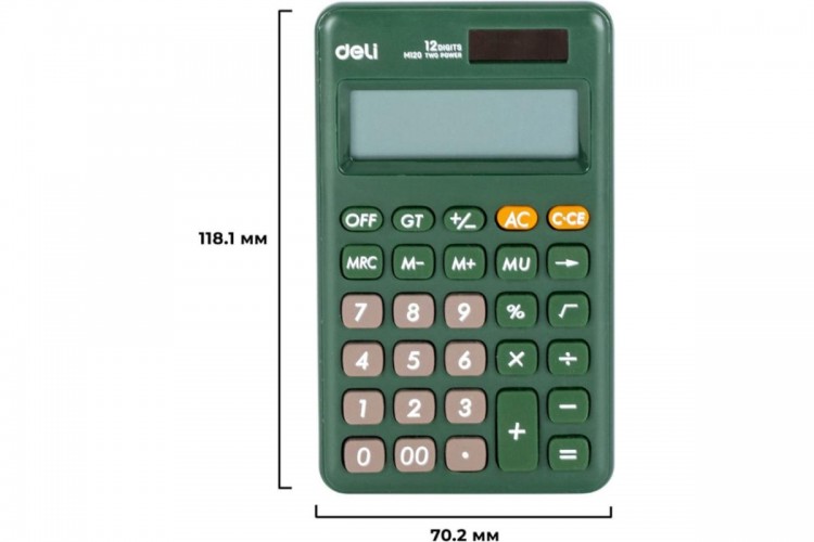 Калькулятор карманный Deli EM120GREEN зеленый 12-разр.