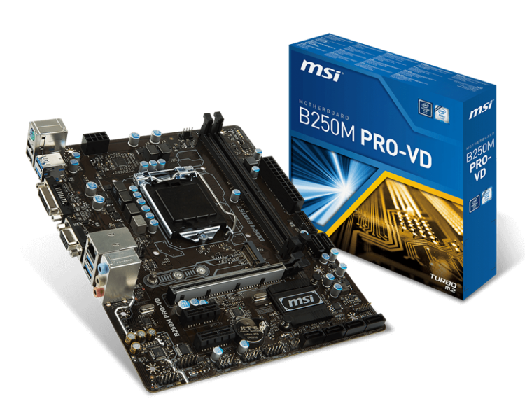 М/плата MSI B250M Pro-VD,microATX,LGA1151, 2хDDR4(32Гб)