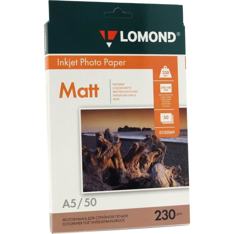 Фотобумага A5 Lomond  односторонняя матовая струйная 230 г/кв.м 50 листов, 