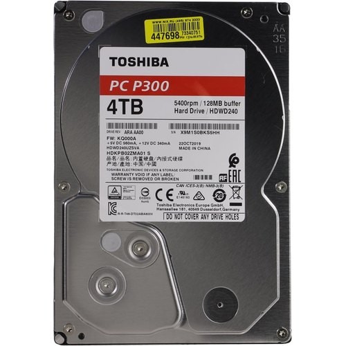 Накопитель HDD 3.5" 4Тб Toshiba P300 HDWD240UZSVA 128Мб 5400 об/мин,тех. пакет