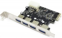 Контроллер ASIA PCIE 4P USB3.0,PCI-E x1 - USB 3.0 x4(внеш),тех. пакет