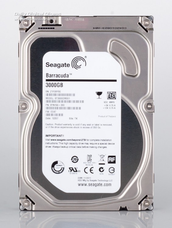 Накопитель HDD 3.5" 3Тб Seagate Barracuda ST3000DM001 64Мб 7200 об/мин,стальной,oem