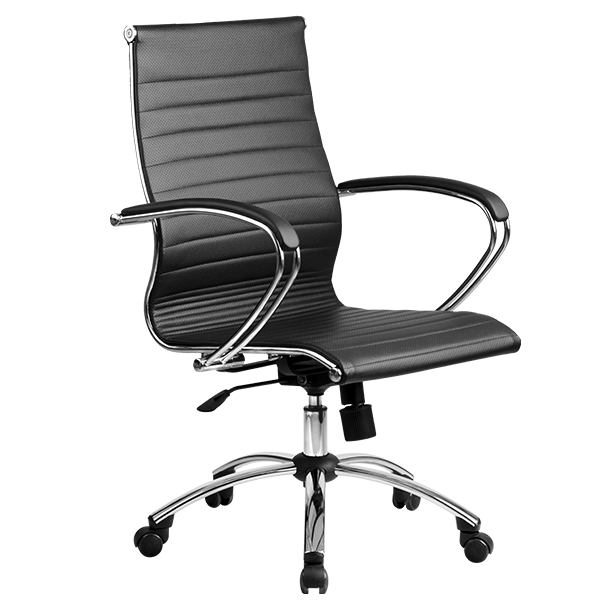 Кресло офисное Метта SkyLine KN-2, черный, кожа NewLeather/кожа NewLeather