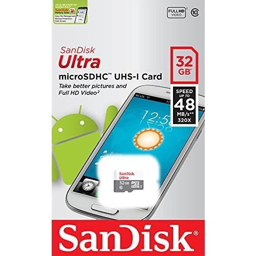 Карта памяти microSDHC 32Гб/Class 10/UHS-I,SanDisk Ultra(SDSQUNR-032G-GN3MN)