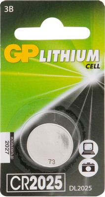 Литиевая батарейка CR2025 GP Lithium,3В,1шт.,блистер