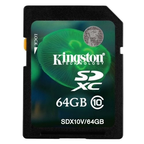 Карта памяти Kingston SDX10V/64GB  SDXC UHS-I, Class 10  20 Мб/с 30 Мб/с 64 Gb блистер