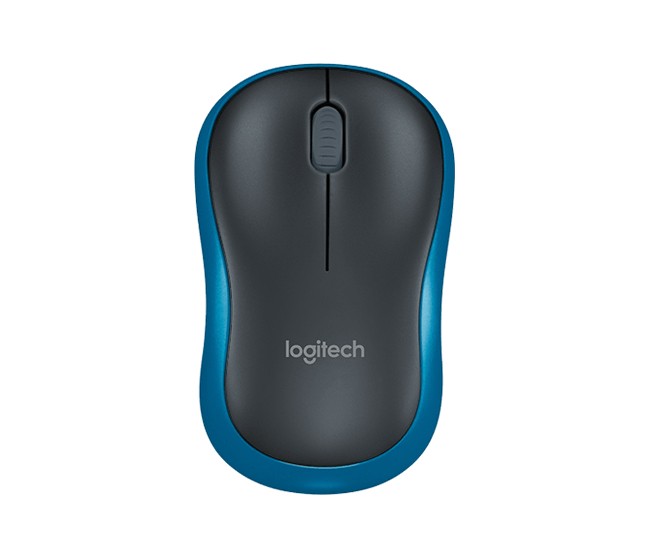 Мышь беспроводная Logitech Wireless Mouse M185, черная/синяя, оптическая, 1000dpi, USB(для приёмника