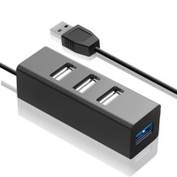 Концентратор USB Ginzzu GR-339UB 4 порта USB 3.0/USB 2.0, черный, блистер