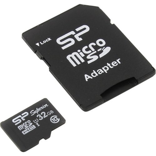 Карта памяти(+адаптер) microSDHC 32Гб/Class 10/UHS-I,Silicon Power Superior(SP032GBSTHDU1V10-SP)