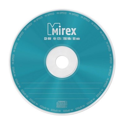 Диск CD-RW Mirex 700Мб 12x 1шт, синий,slim(тонкая коробка,уп. из 5 штук)