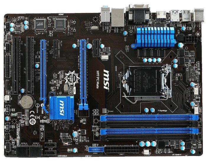 Материнская плата s1150 MSI H97 PC Mate VGA(DVI+VGA+HDMI), 4xDDR3(32Gb/1600), 2xPCIe x16, PCI-E Gen Gen3(16)/Gen2(4), 2xPCI-Ex1, 2xPCI, 3xAudio, 1xGBL
