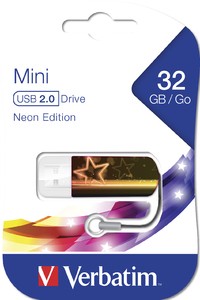 Накопитель USB 2.0 ,32Гб Verbatim Mini Neon Edition,рисунок, пластик