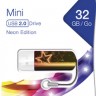 Накопитель USB 2.0 ,32Гб Verbatim Mini Neon Edition,рисунок, пластик